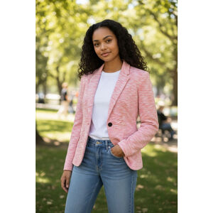 Cartonnier Pink Knit Blazer Anthropologie Textured Casual Jacket Women’s Medium
